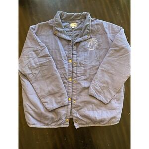 Amuse Society Women Jacket L/XL Blue Palm Embroidered Quilted ButtonUp Beach